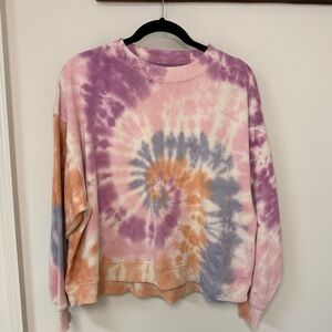 American Eagle: Women's Tie-Dye Crewneck Sweatshirt, Pink / Purple, Size XS